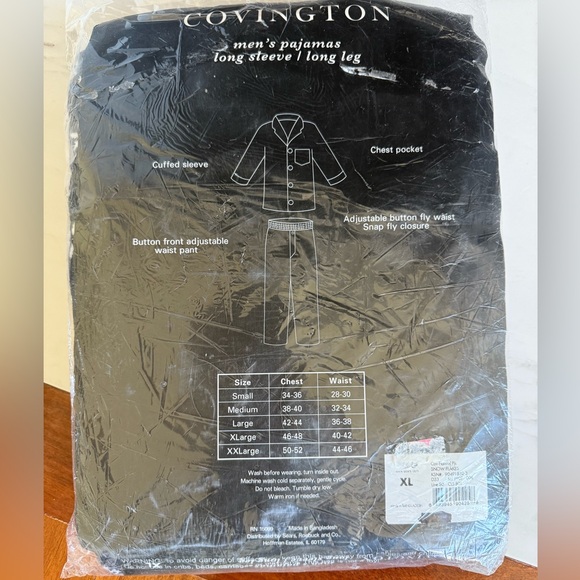 NWT Men's Pajamas Top & Pants SET Snowflake Shirt Size XL Cotton Navy Covington - Picture 4 of 10